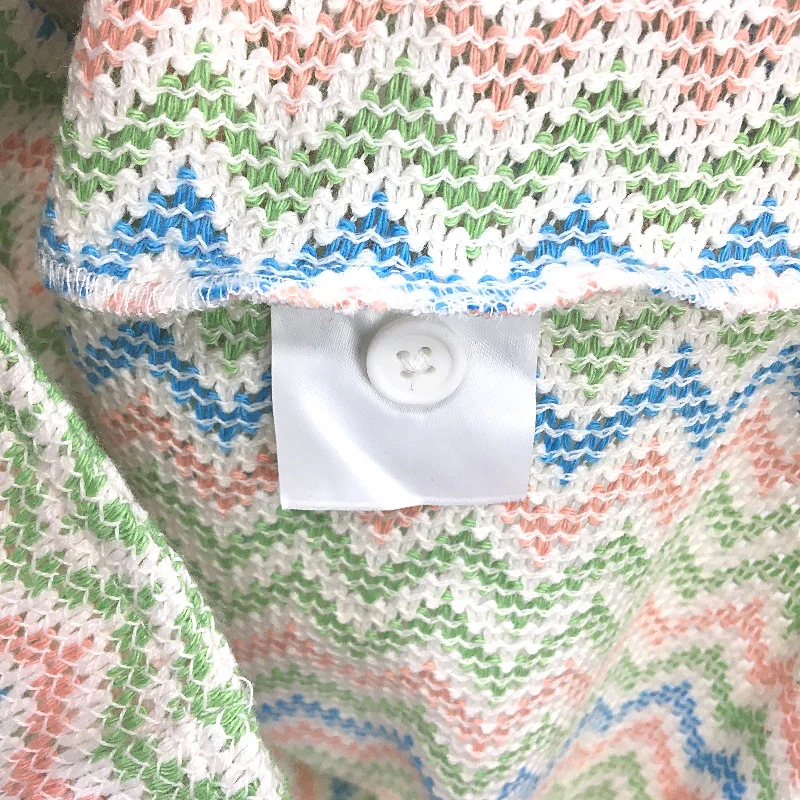 Kenji Zig Zap Open Knit Weave Lightweight SS Casual Shirt Mens Size M NEW - Image 4