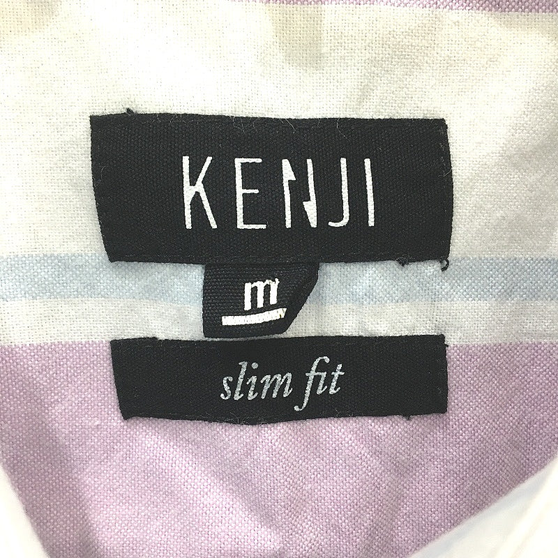 Kenji 100% Cotton Pastel Striped SSleeve Casual Slim Fit Shirt Mens Sz M NEW - Image 3