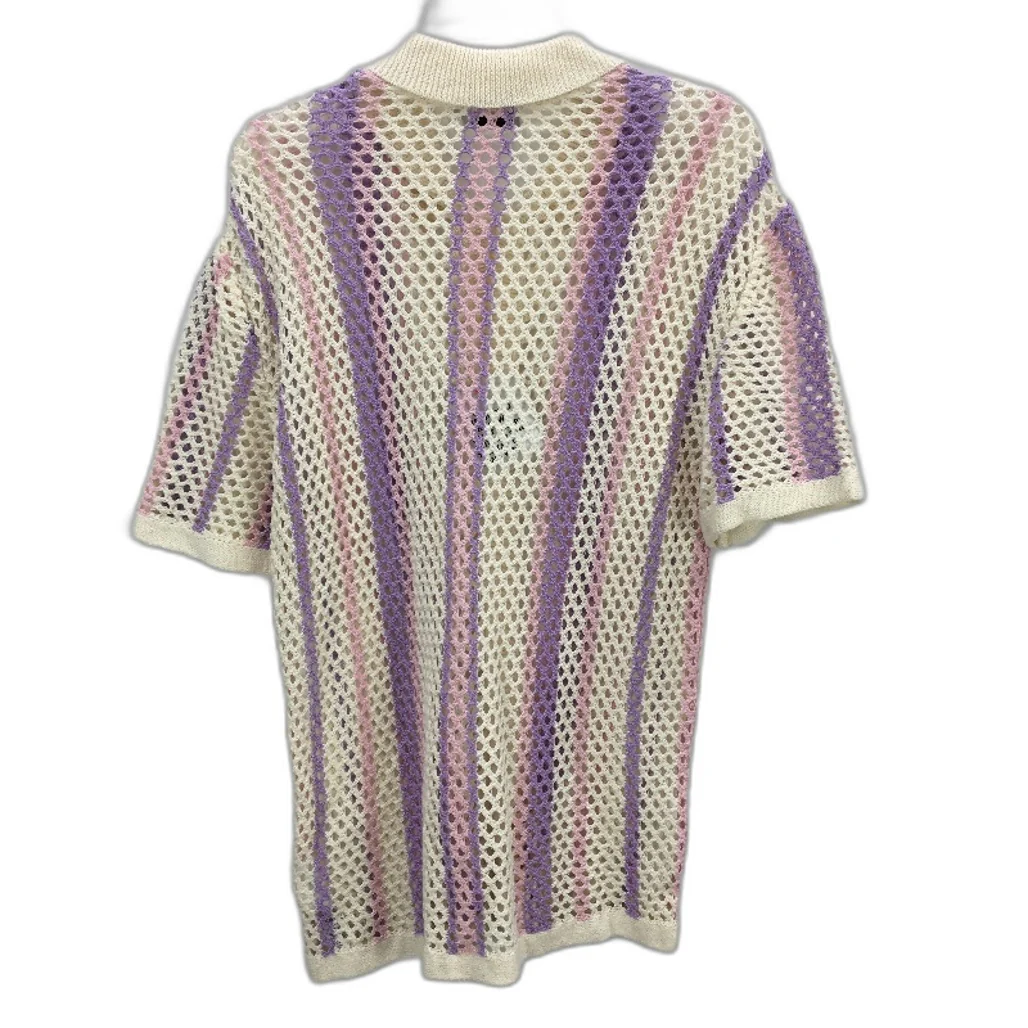 Top Man Myer Crochet Style Open Gapped Multicoloured SS Shirt Mens Sze M NEW - Image 2