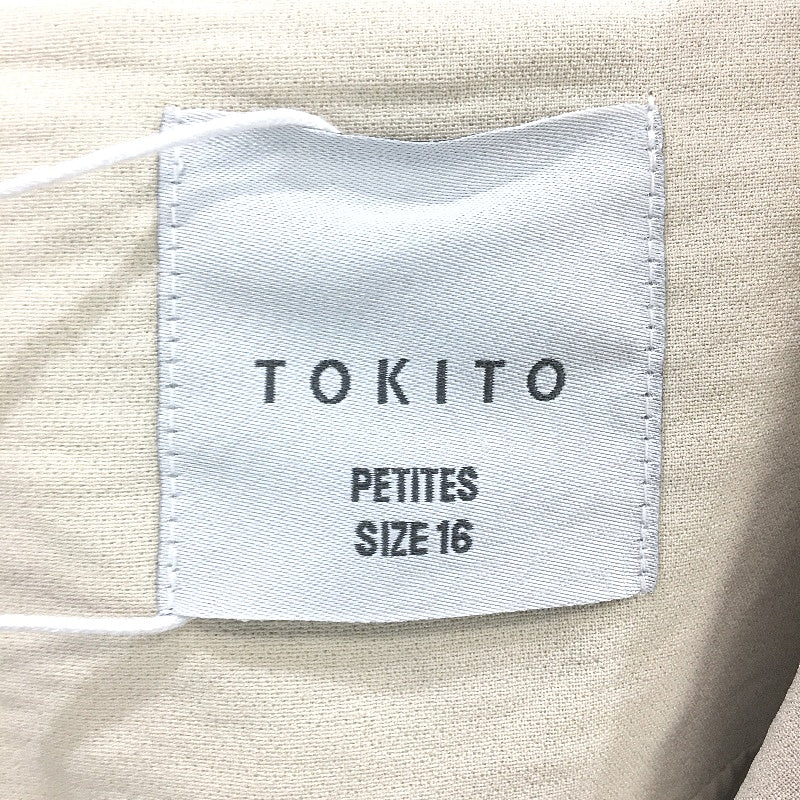 Tokito Petites Stone Beige Button Up Short Sleeve Fully Lined Top Size M NEW - Image 3