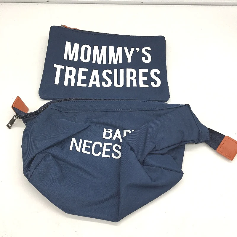 Ssumght 3 Piece Navy Blue Mommy Printed Diaper Bag & Accessory Purses NEW - Image 5