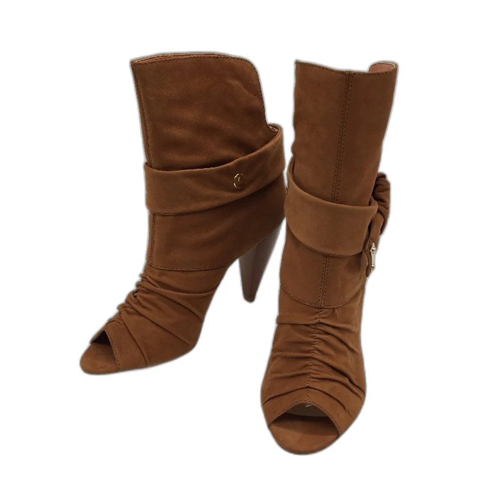 Belanci Madame Chantelle Italian Tan Suede Leather Boots Ladies Size EU 37 NEW - Image 2