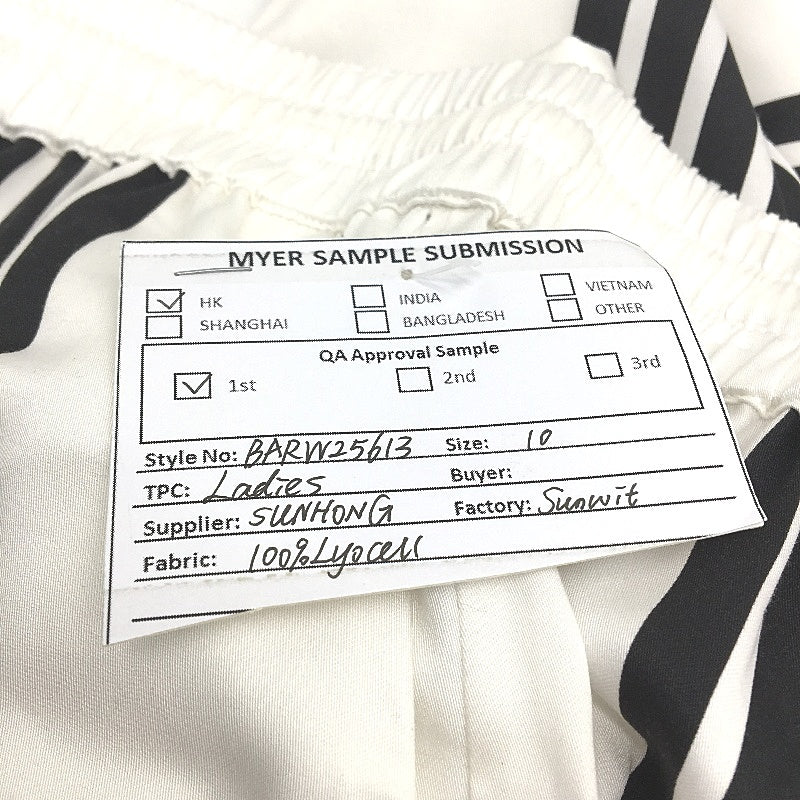 Basque White Black Stripe Elastic Waste Casual Wide Leg Pants Ladies Size 10 NEW - Image 4