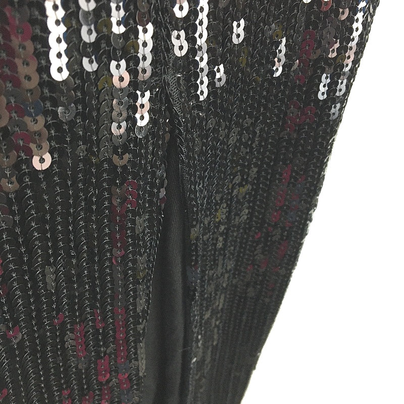 Basque Black Full Sequin Thigh Split Side Zipped Long Skirt Ladies Size S NEW - Image 3