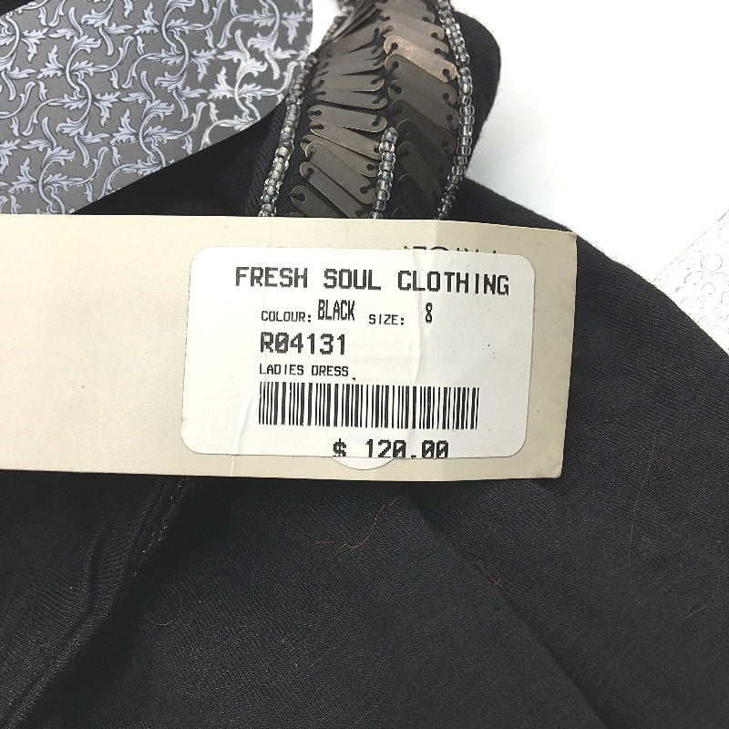Fresh Soul Bejeweled Neck Black Drawstring Midi Dress Ladies Size AU 8 NEW - Image 5
