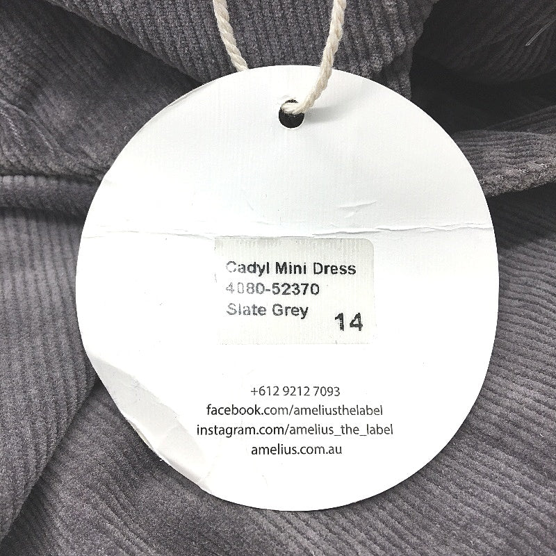 Amelius Cadyl Panel Detail Slate Grey Mini Dress Ladies Size AU 14 NEW - Image 5