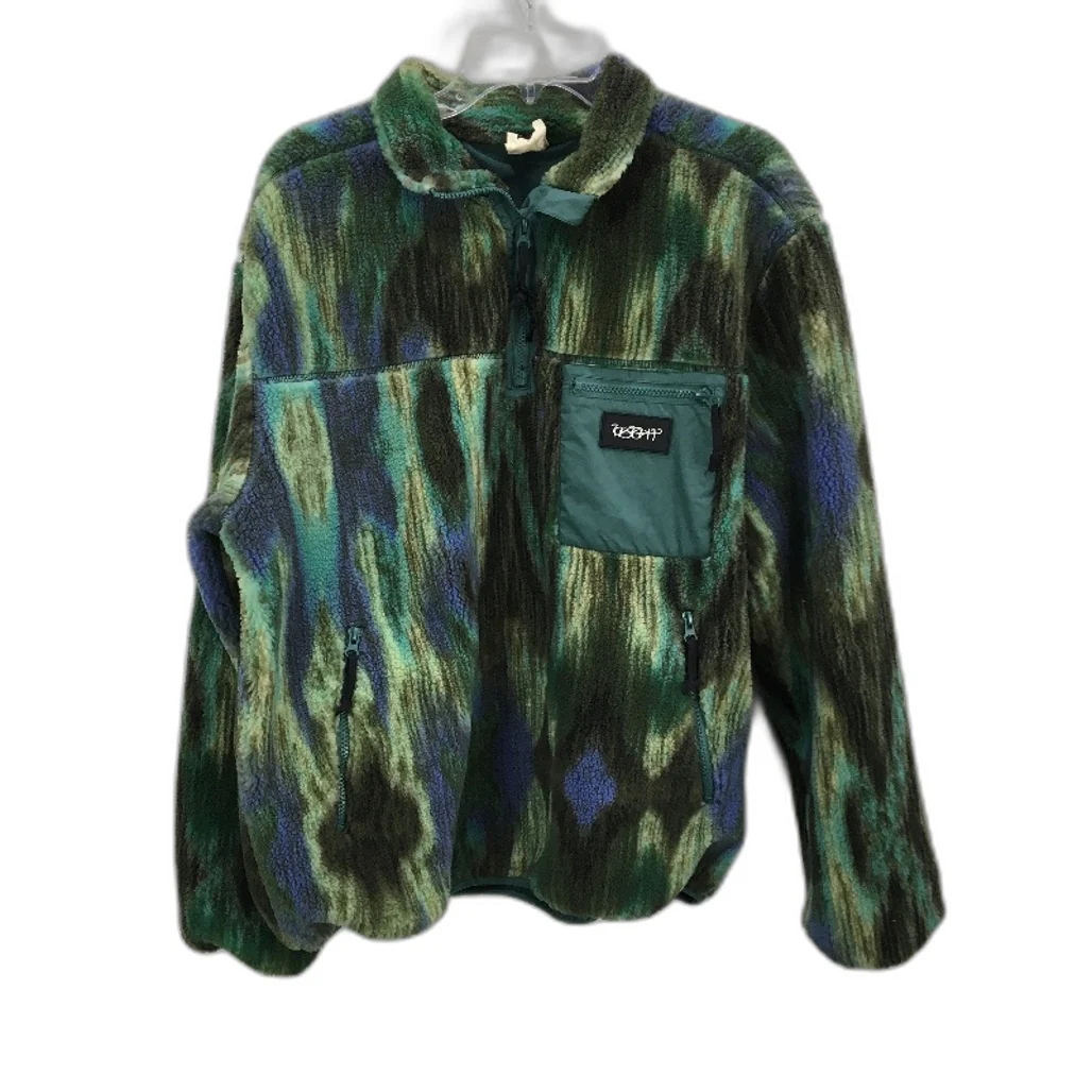 Insight Abstract Green Polar Fleece Quarter Zip Jumper Mens Size Small NEW