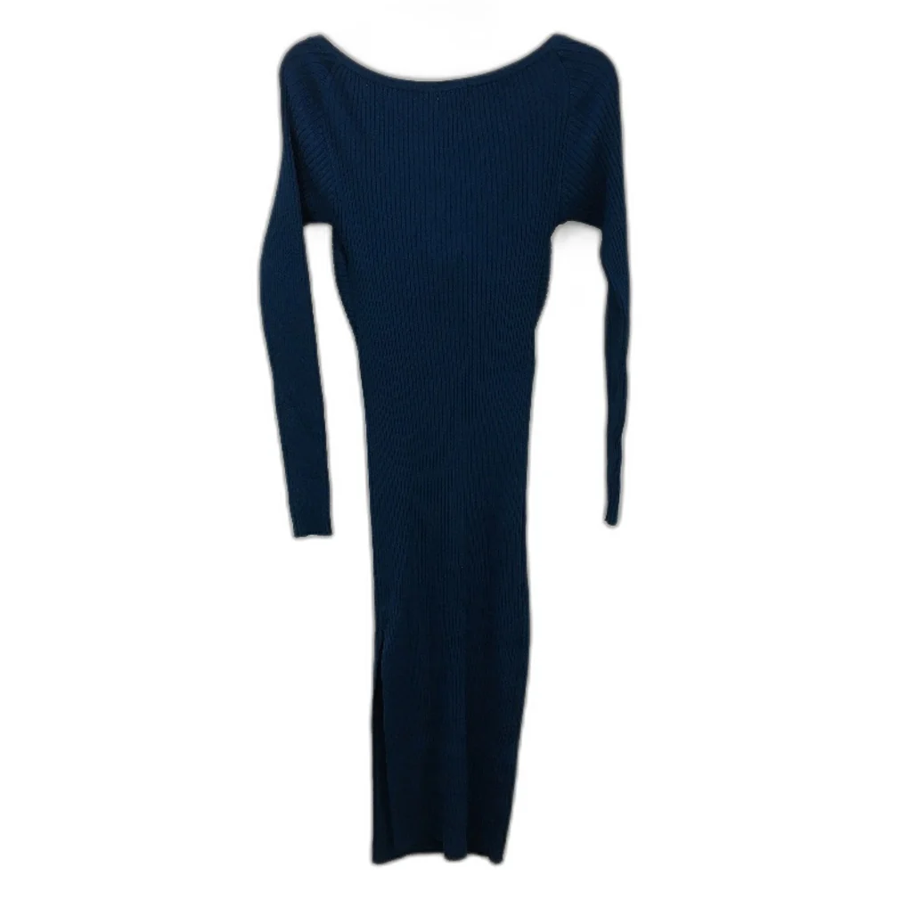 Valleygirl Longsleeve Ribbed Cut Out Teal Midi Dress Ladies Size Small NEW - Image 2