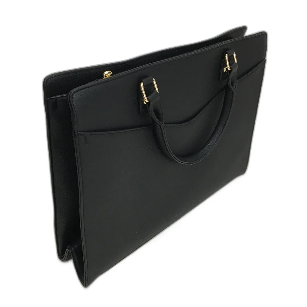 Professional Black Leather Look 15.6 Inch Laptop Bag Zip Up Work Tote NEW - Image 2