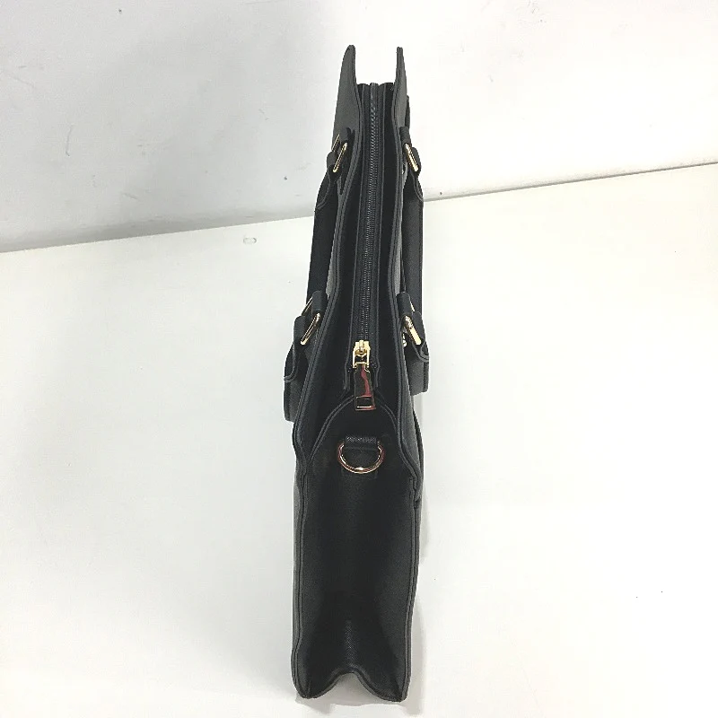 Professional Black Leather Look 15.6 Inch Laptop Bag Zip Up Work Tote NEW - Image 3