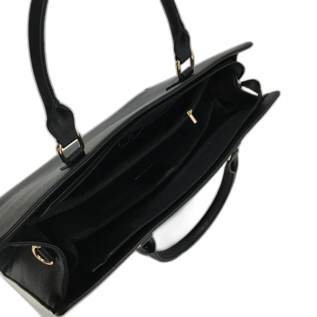 Professional Black Leather Look 15.6 Inch Laptop Bag Zip Up Work Tote NEW - Image 5