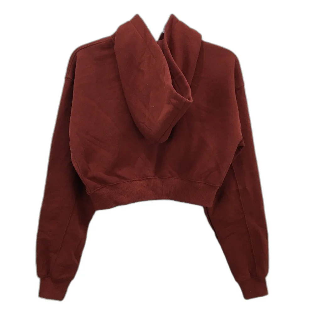 Subtitled Originals Rust Red Hooded Crop Short Zip Up Jumper Ladies Size XS NEW - Image 2