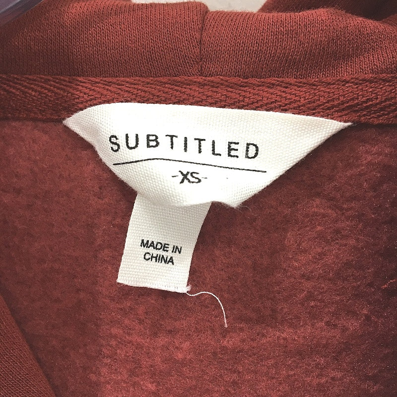 Subtitled Originals Rust Red Hooded Crop Short Zip Up Jumper Ladies Size XS NEW - Image 4