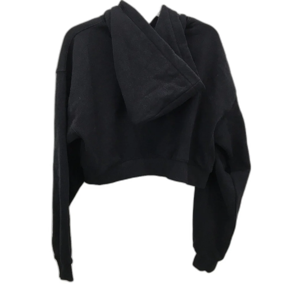 Subtitled Originals Charcoal Hooded Crop Short Zip Up Jumper Ladies Size L NEW - Image 2