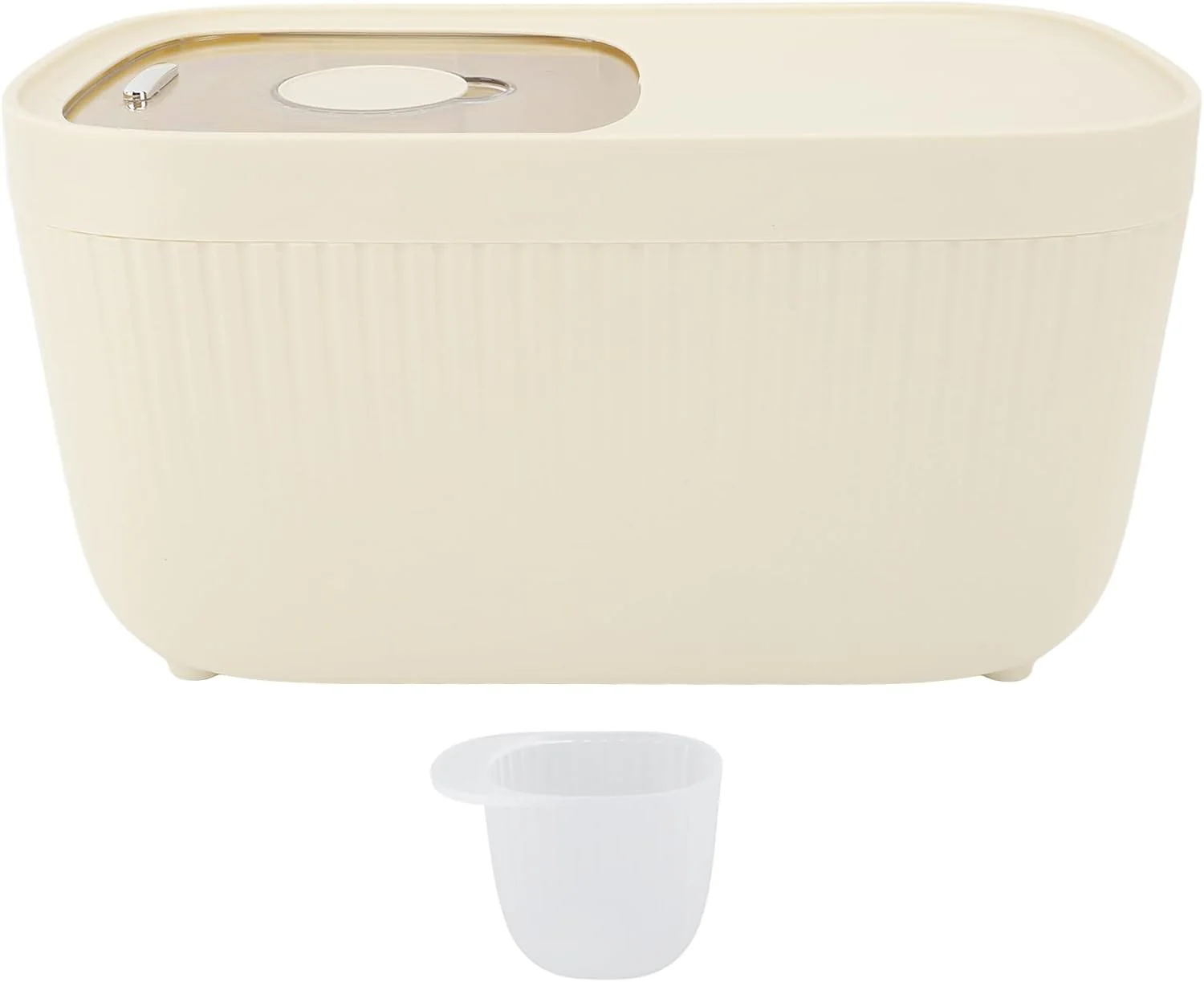 Uforu Cream Plastic Sealed Rice Flour Storage Container & Measuring Cup NEW