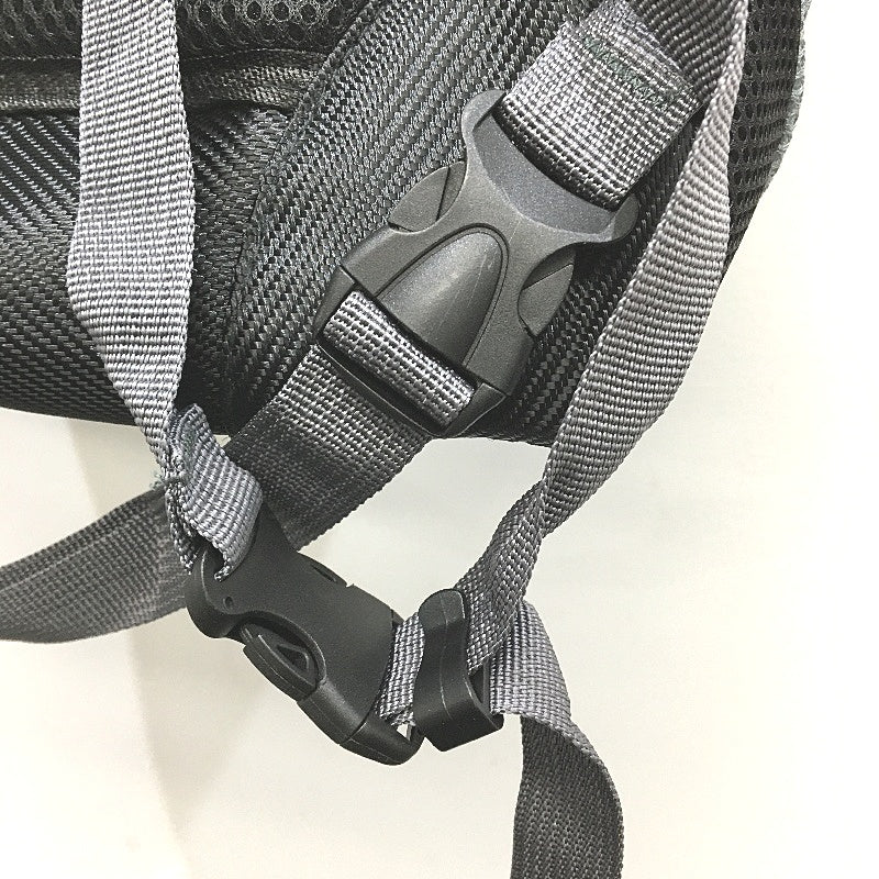 Black & Grey Mesh Round Drawstring Bag Padded Backpack For Sports Gym Workout - Image 4