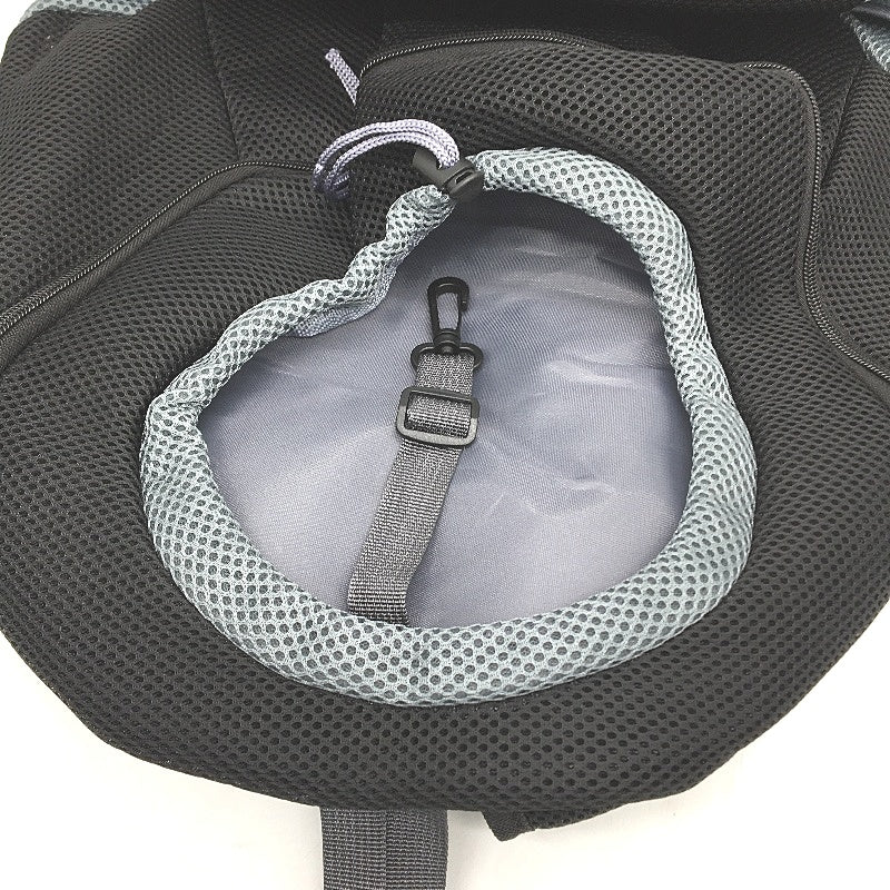 Black & Grey Mesh Round Drawstring Bag Padded Backpack For Sports Gym Workout - Image 5