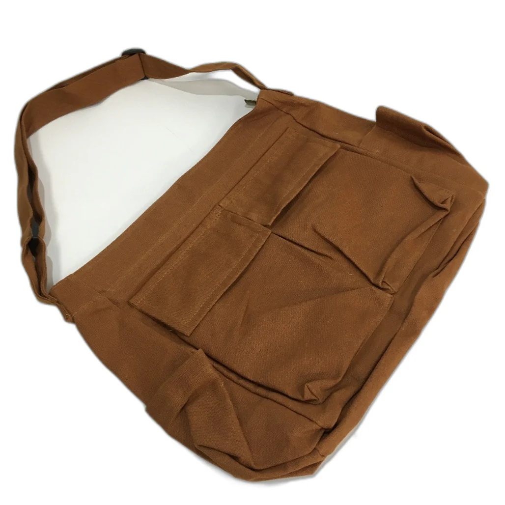 Canvas Messenger Bag Crossbody Hobo Casual Bag With Multiple Pockets Brown NEW - Image 3