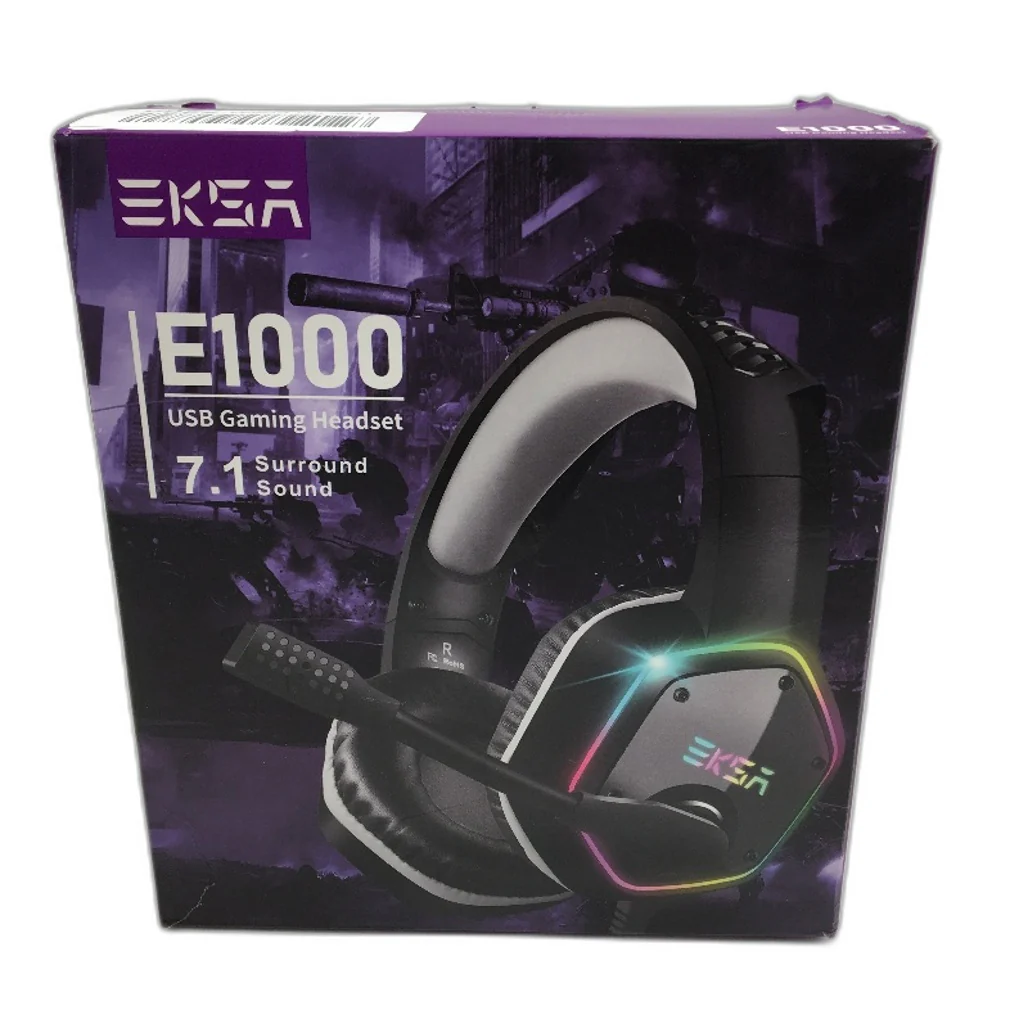 EKSA E1000 7.1 Surround Sound RGB Light USB Gaming Headset Built in Mic NEW - Image 4