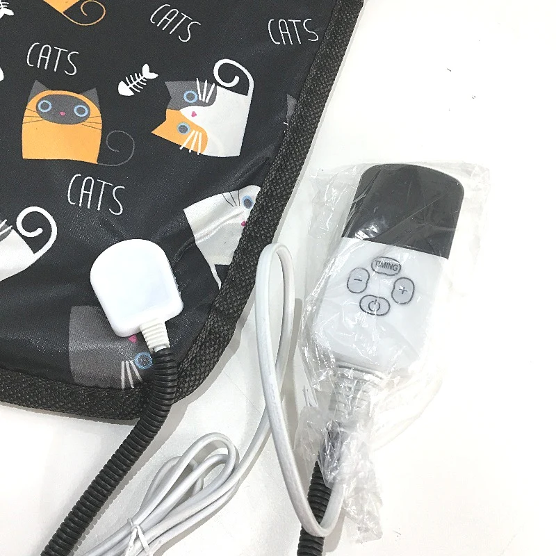 Cat Pattern Black Pet Electric Square Heating Pad 58x40cm DEMO - Image 3