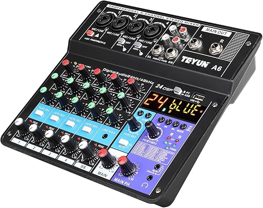Teyun A6 6 Channel 48V Professional Portable Wireless Sound Mixing Console NEW - Image 3
