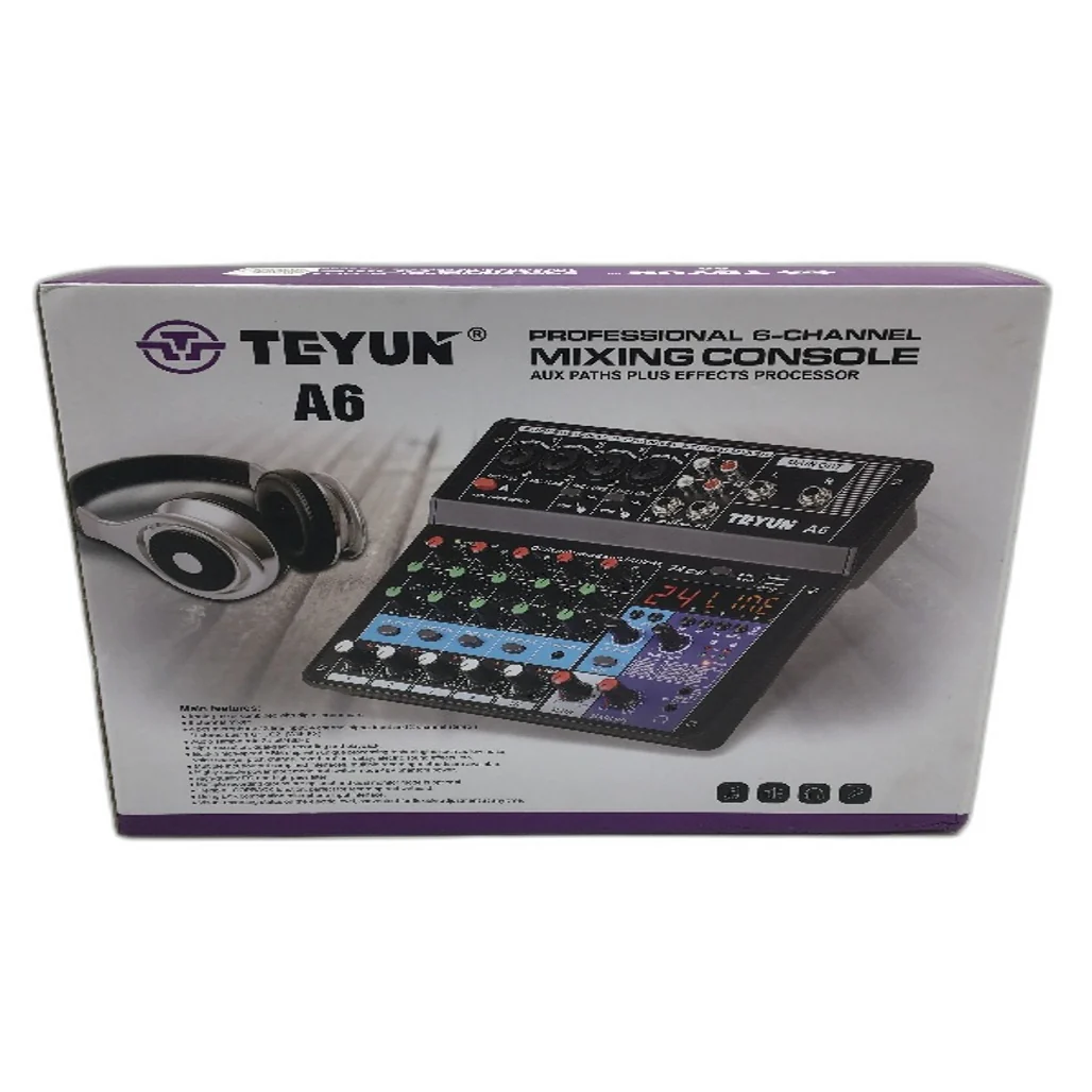 Teyun A6 6 Channel 48V Professional Portable Wireless Sound Mixing Console NEW - Image 7