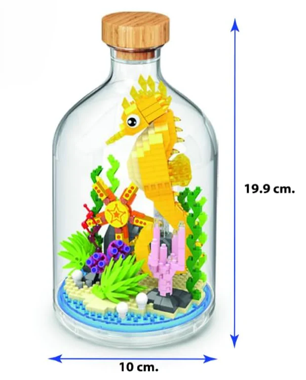 WiseHawk Miniature Seahorse Lego Blocks Figurine With Clear Display Jar - Image 2