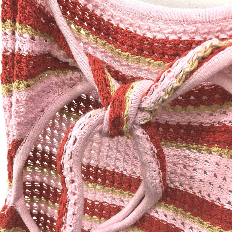 Subtitled Crochet Knit Tie Back Pink & Red Beach Mini Dress Ladies Size Small - Image 3