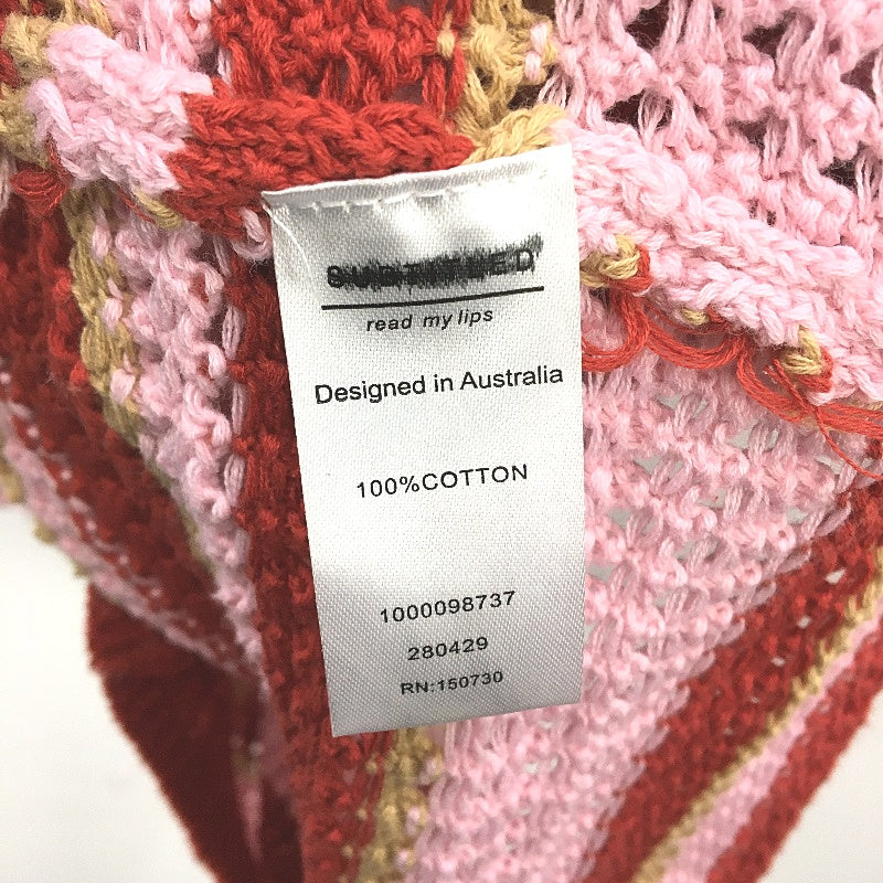 Subtitled Crochet Knit Tie Back Pink & Red Beach Mini Dress Ladies Size Small - Image 5