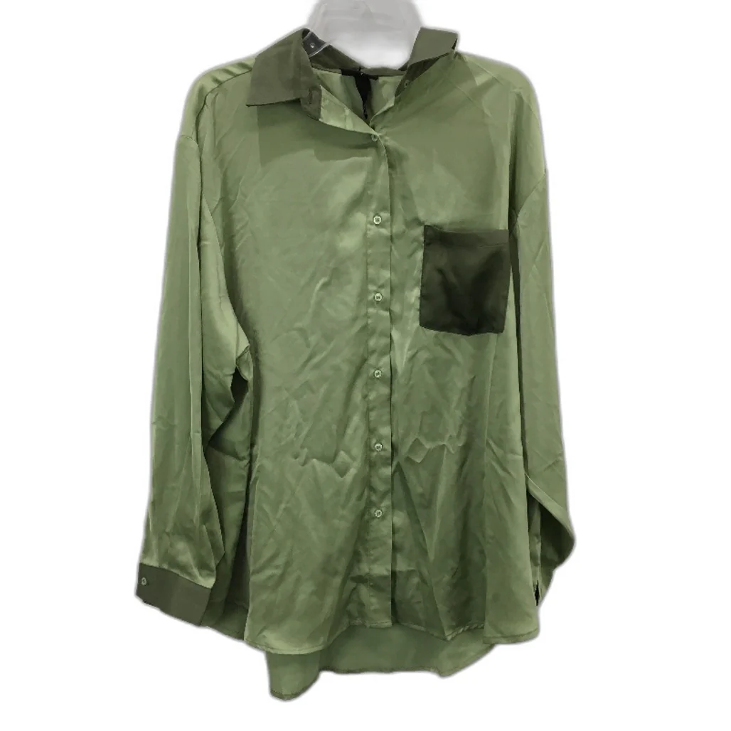Alice In The Eve Juniper Silky Green Long Sleeve Button Up Dress Shirt Mens Sz M