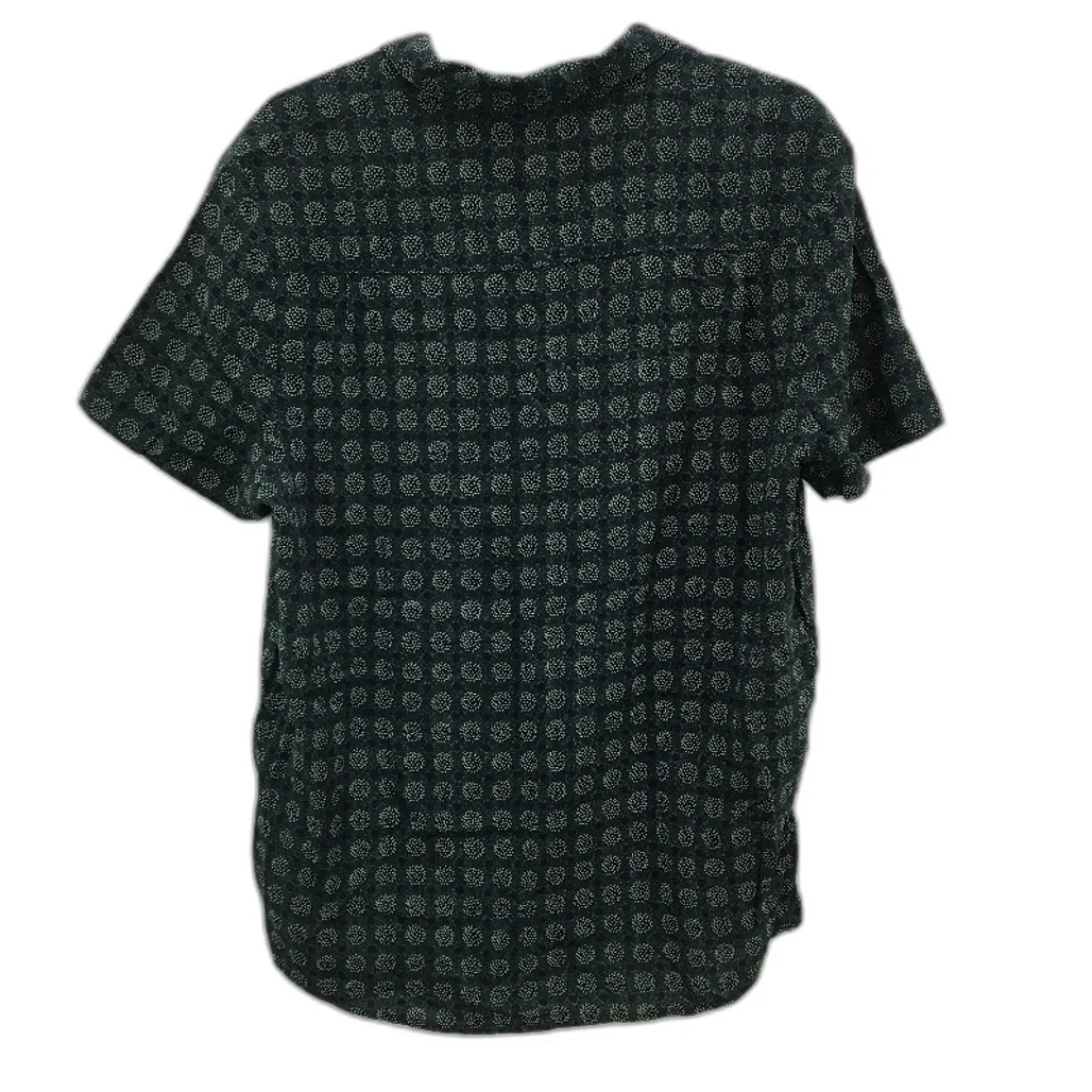 Lee Button-Up Patterned Green & Navy Casual Short Sleeve Shirt Mens Size Small - Image 2
