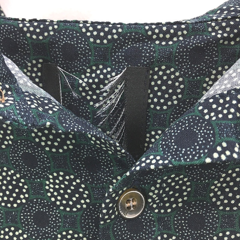 Lee Button-Up Patterned Green & Navy Casual Short Sleeve Shirt Mens Size Small - Image 3