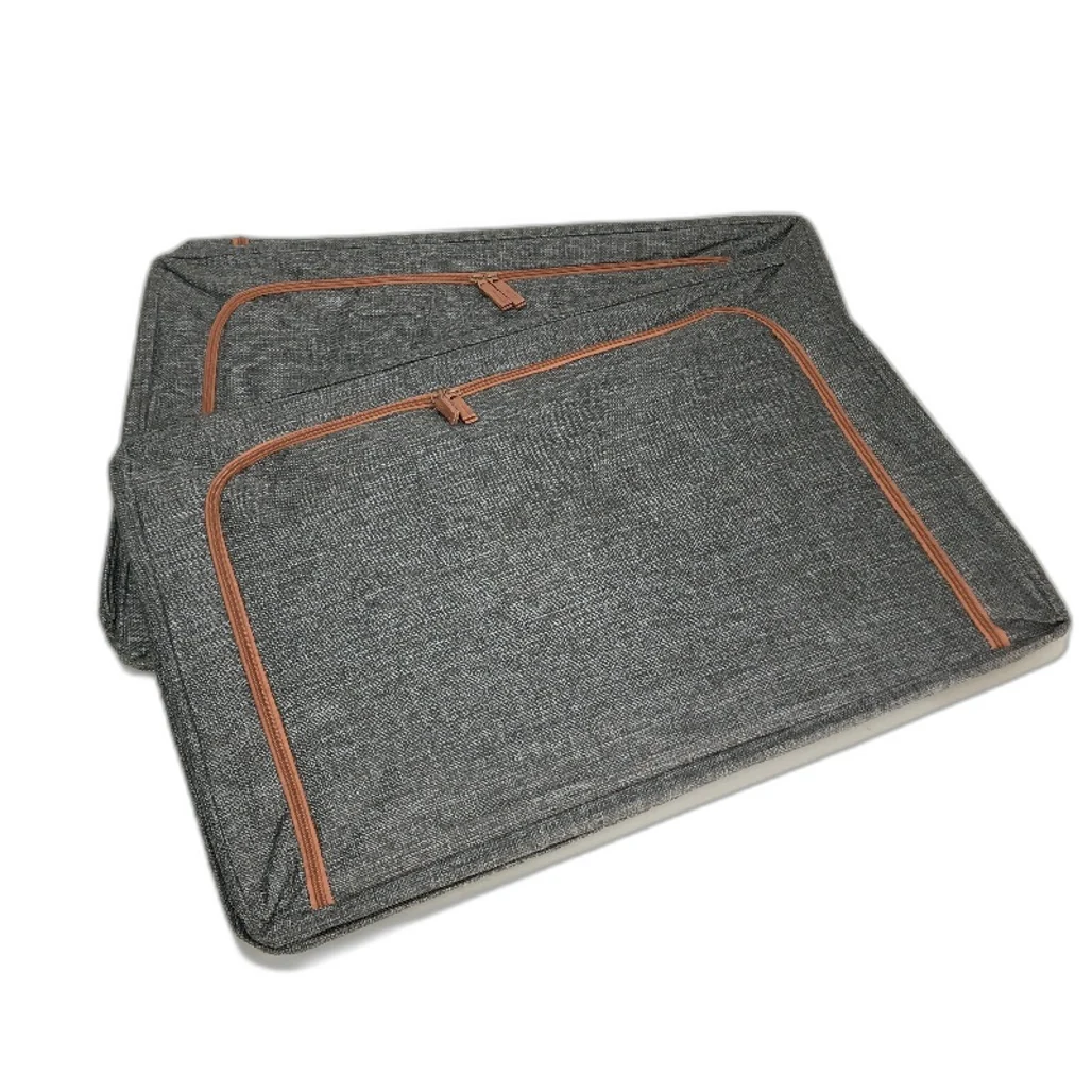 2 Pack 100L Textured Linen Foldable Clothes Steel Frame Storage Bins in Grey NEW