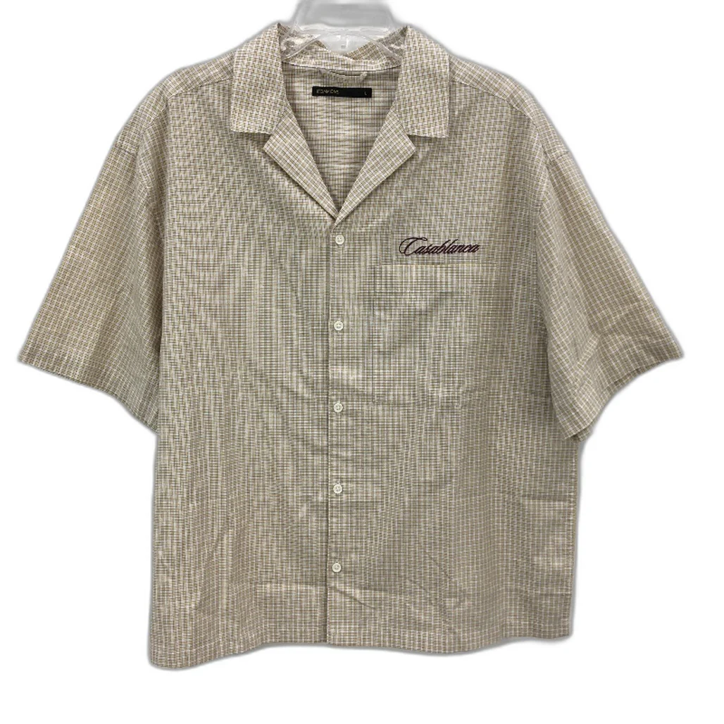 Commons Casablanca Embroidered Cotton Rich Yellow Check Mens Size Large NEW
