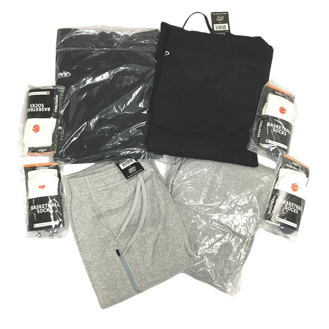 AND1 8pc Black Hoodies, Grey Trackpants and SML LTWT Socks Unisex Size Large