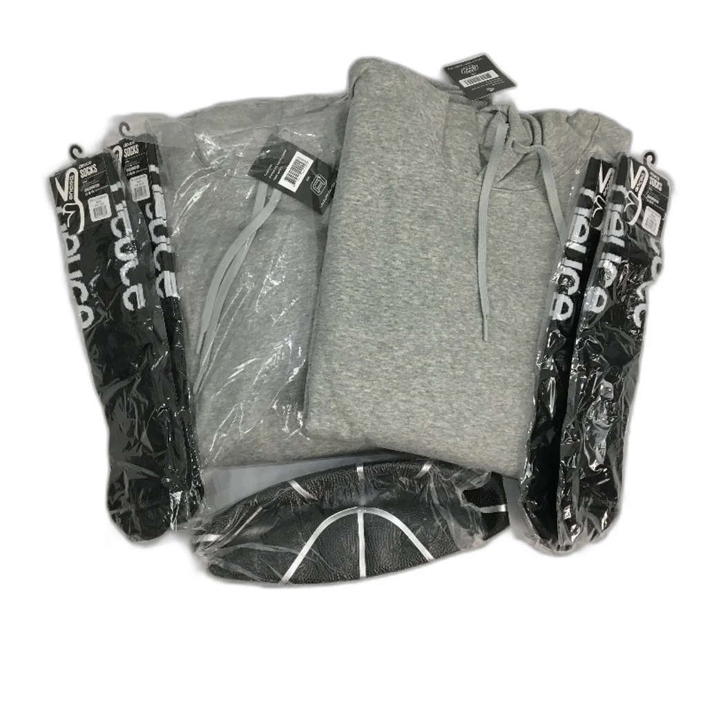 AND1 7pc Grey Hoodies, OS Black Socks and Basketball Set Unisex Size 3XL