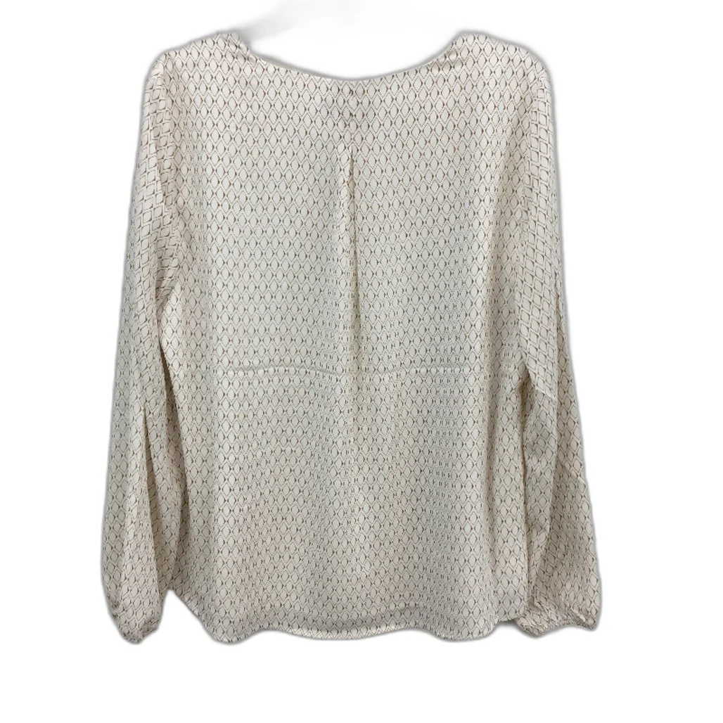 Jacqui E Elly V Neck Diamond Geo White Brown Blouse Ladies Size AU 16 NEW - Image 2