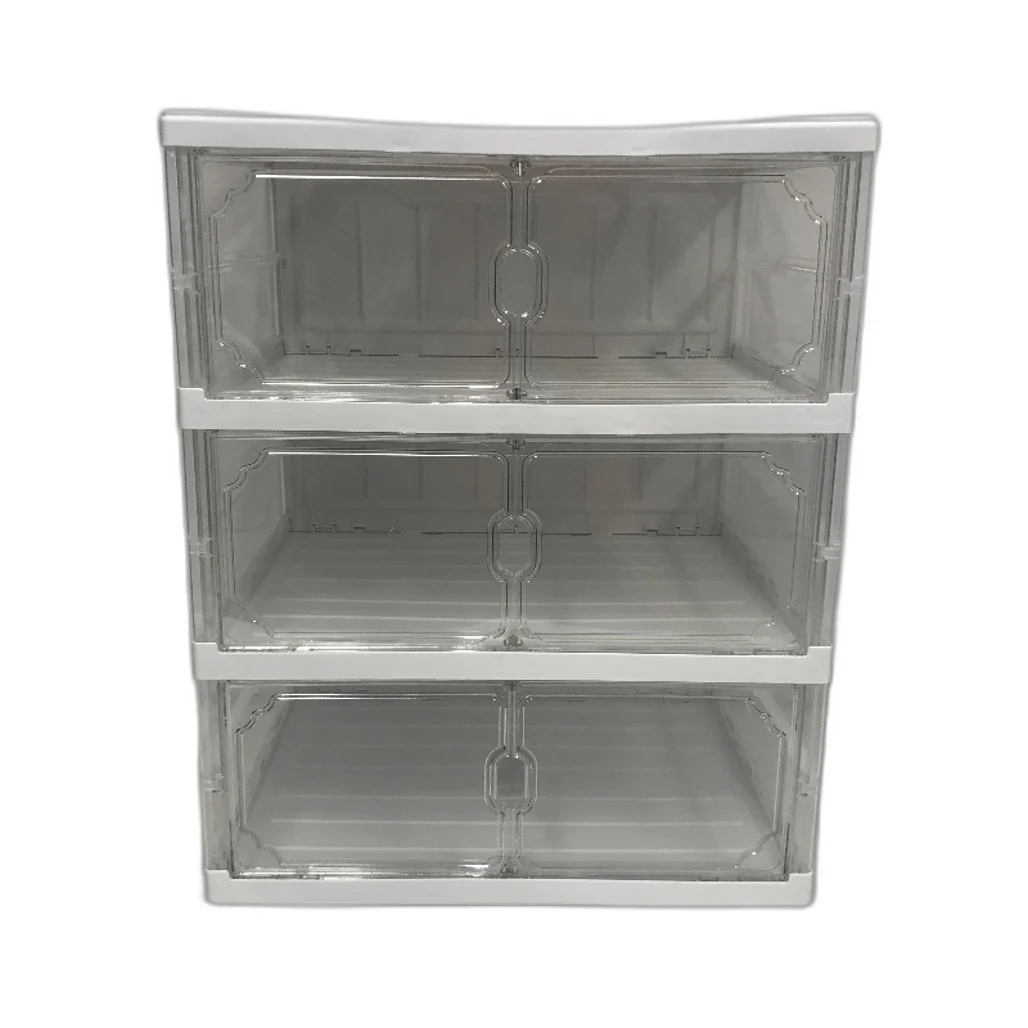 3 Tier Clear Shoe Storage Box with Stackable Drawers Shoe Organiser NEW - Image 2