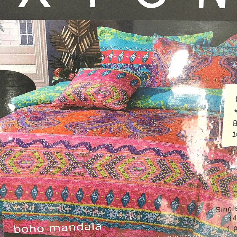 Luxton Soft Microfibre Mutlocoloured Boho Mandala Quilt Cover Set SINGLE Bed NEW - Image 5