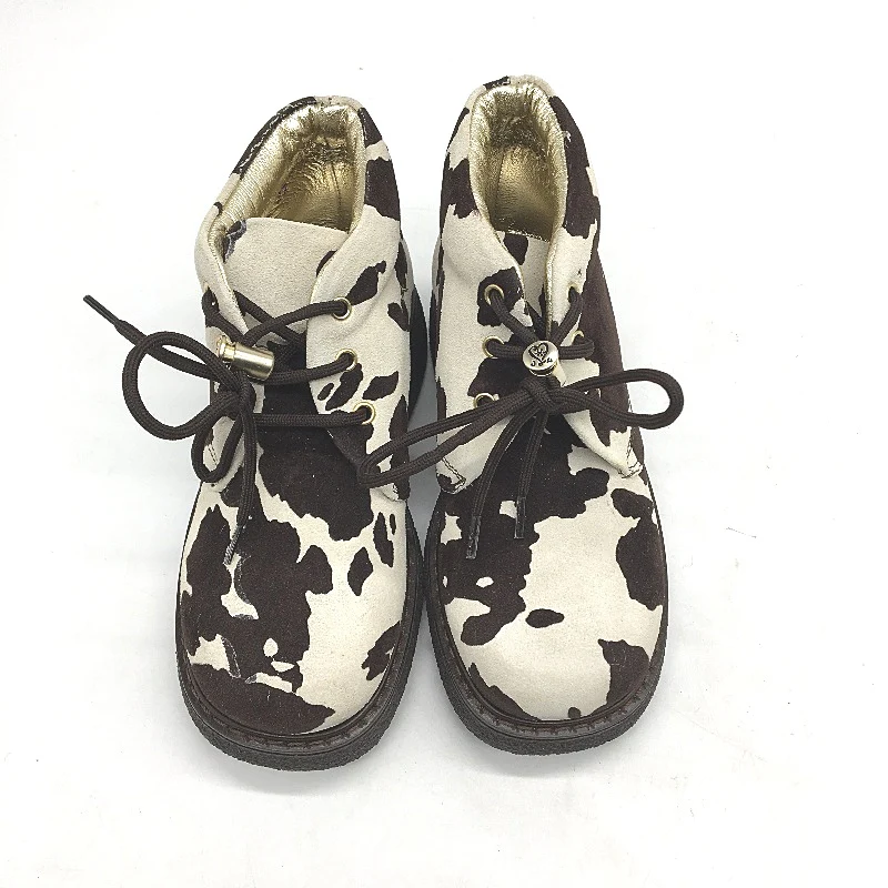 Jolie Amie Silly Moo Brown Cow Suede Leather Kids Boots Sz US 10.5 EUR 27 NEW - Image 3
