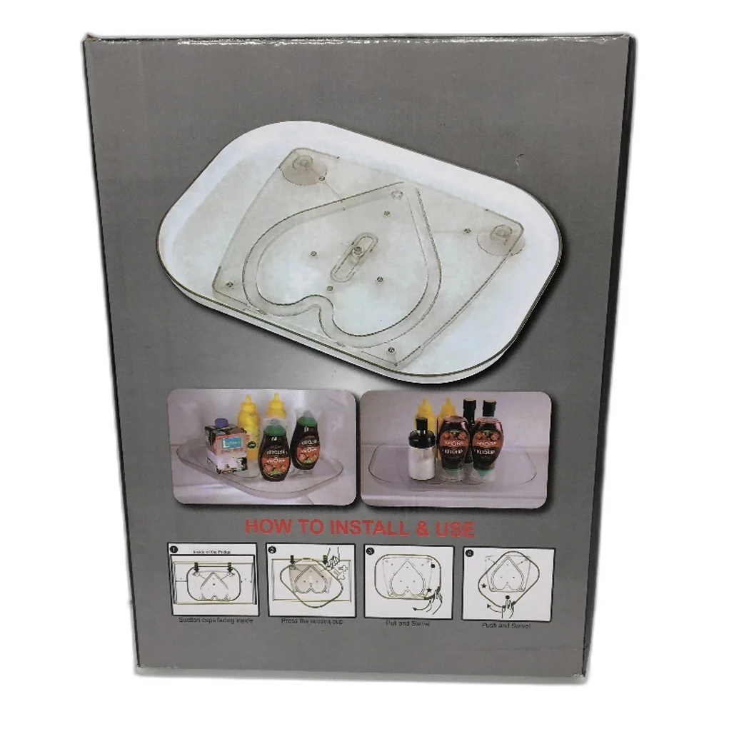 360 Degree Transparent Refrigerator Rotating Storage Tray 35x26cm NEW - Image 3