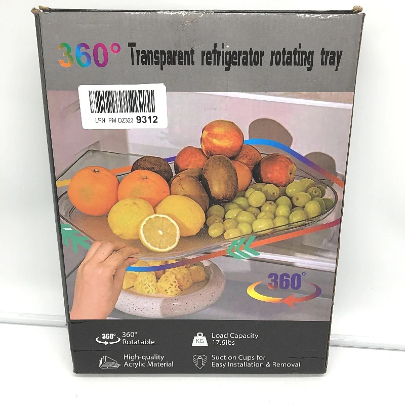 360 Degree Transparent Refrigerator Rotating Storage Tray 35x26cm NEW - Image 4