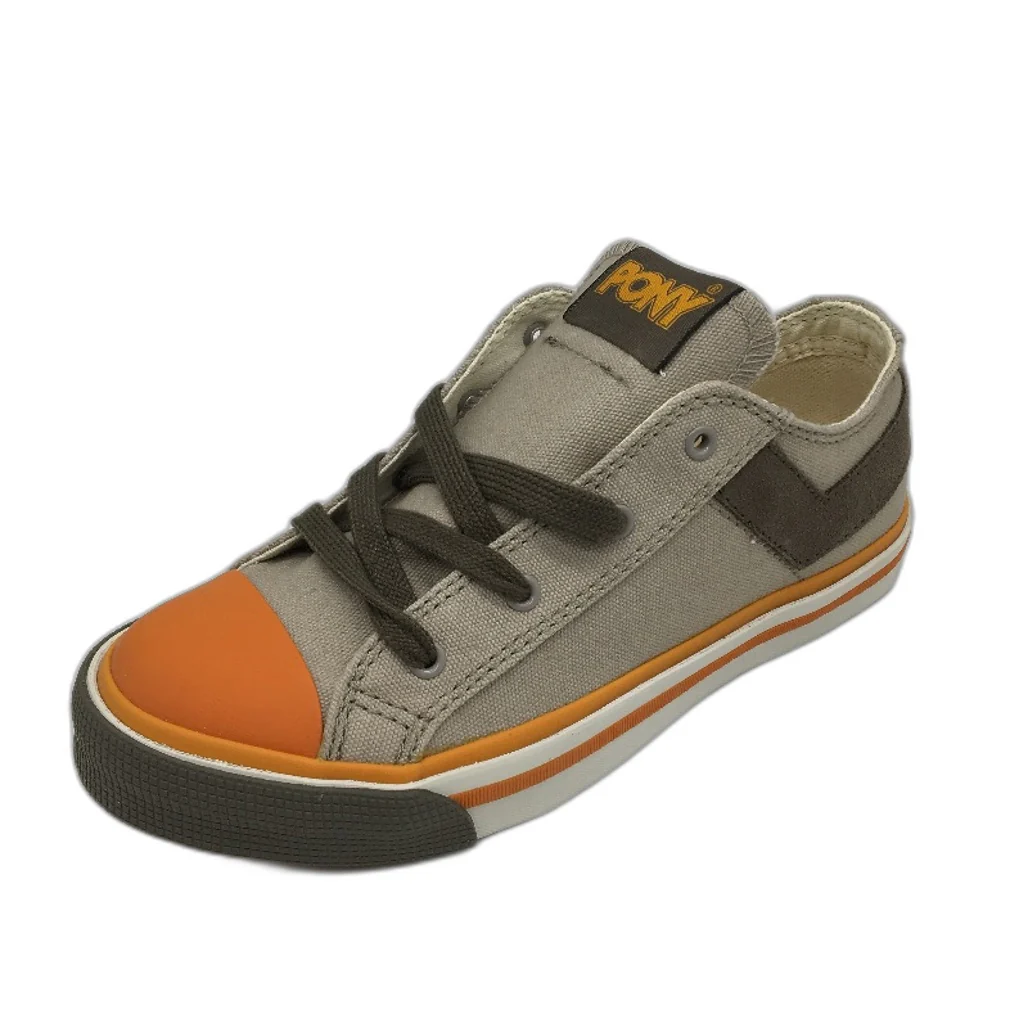 Pony Kids Grey Shooter 78 Low Cut Canvas Sneaker Youth Sze US 3 EUR 35 NEW