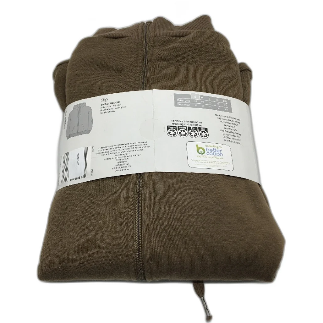 Westbay Brown Cotton Blend Hooded Sweat Zip Up Top Mens Size Small NEW - Image 2