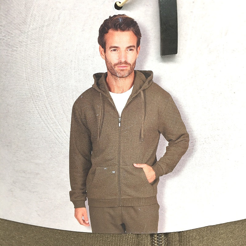 Westbay Brown Cotton Blend Hooded Sweat Zip Up Top Mens Size Small NEW - Image 3