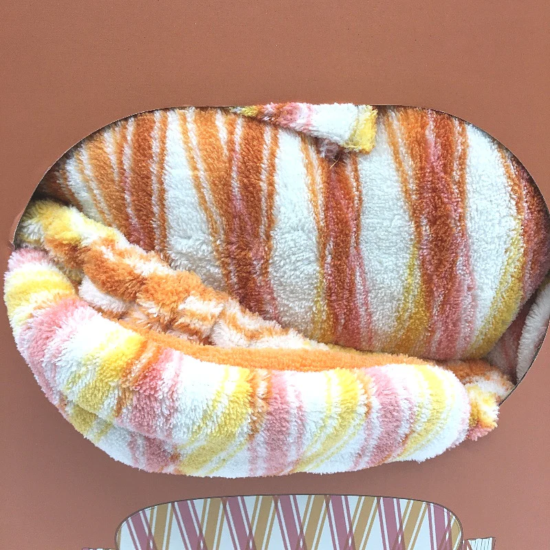 Serra Orange Striped Soft Plush Robe & Eye Mask Gift Set Ladies Size Small NEW - Image 5