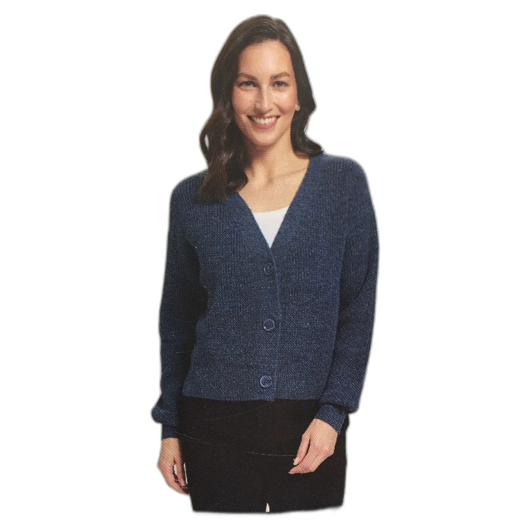 Serra Soft Navy Blue Knit Style Button Up Short Cardigan Ladies Size 18 NEW - Image 3