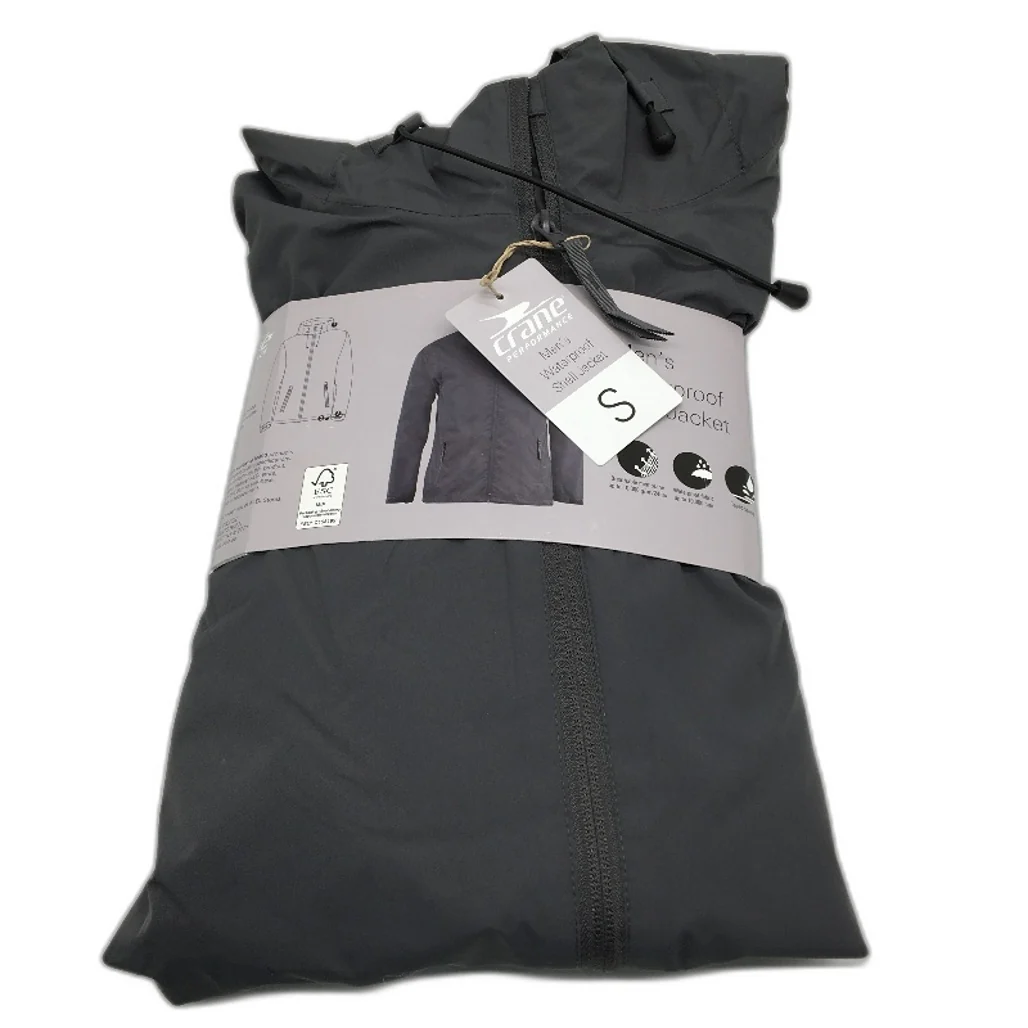 Crane Performance Grey Waterproof Lightweight Shell Jacket Mens Size S NEW