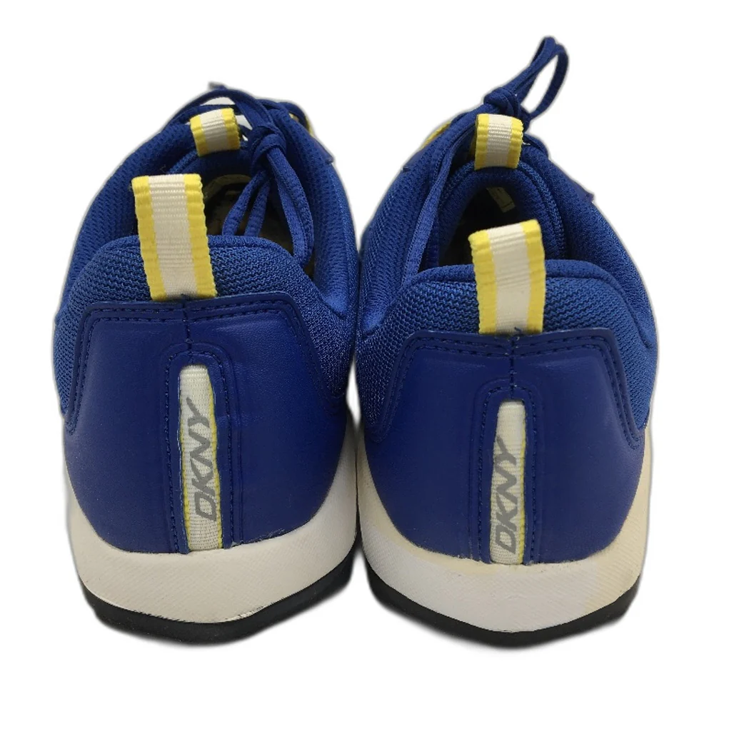DKNY Basic Blue Mesh Yellow Accent Lace Up Sneaker Shoe Youth Size 4 24cm NEW - Image 4