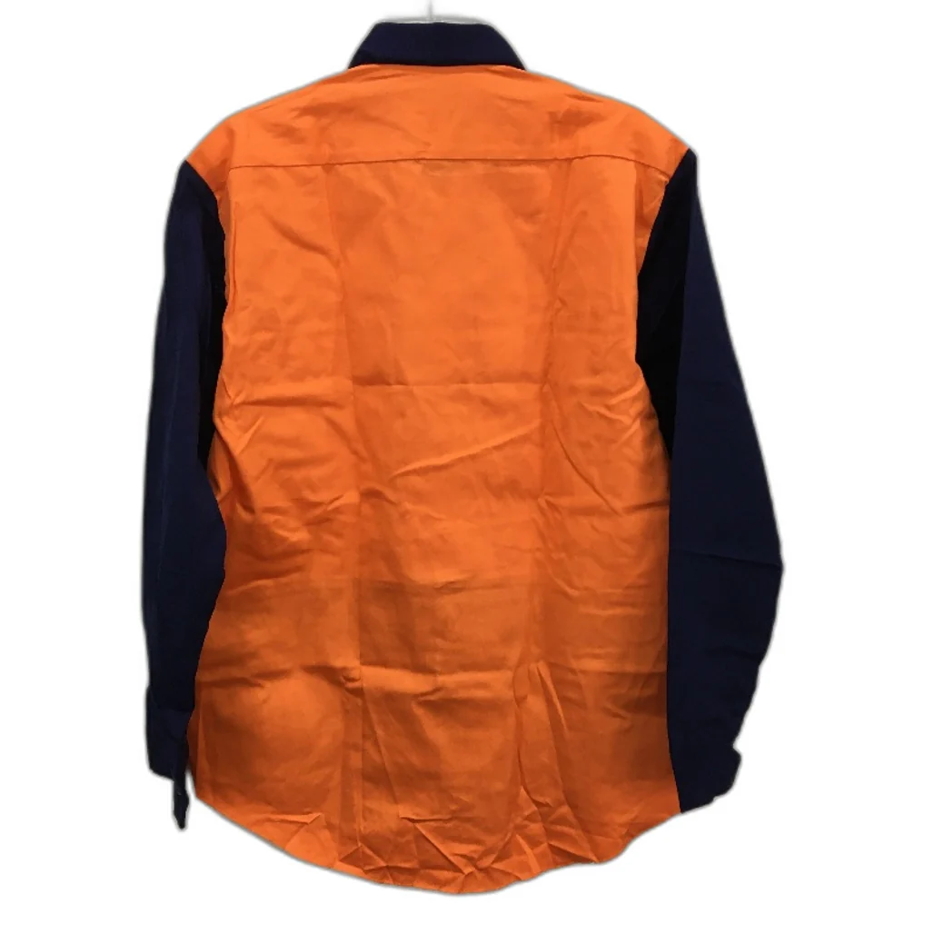 Hard Yakka Orange Hi-Vis 2 Tone Long Sleeve Button Up Shirt Mens Size Medium - Image 2